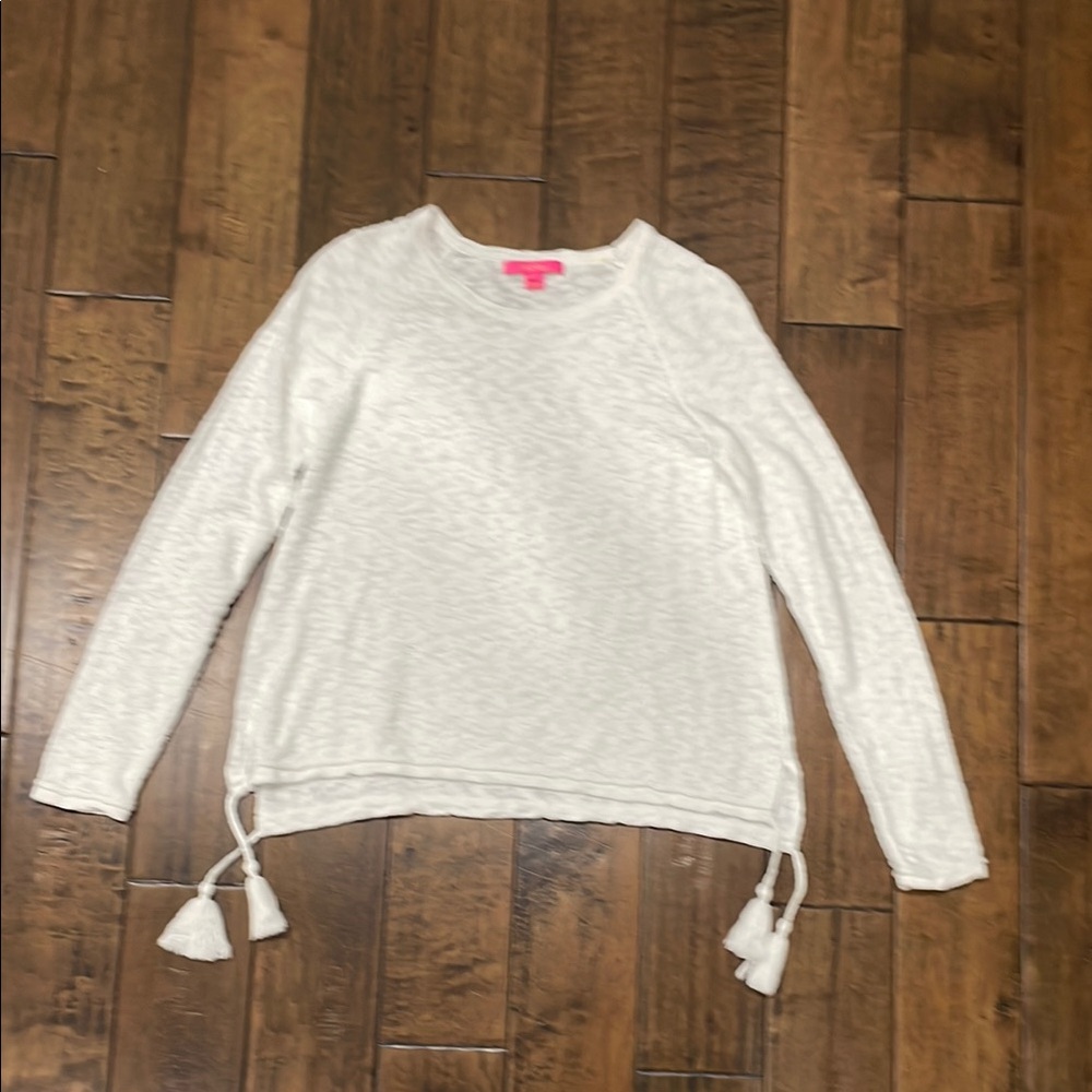 Lilly Pulitzer White Sweater with Tassels